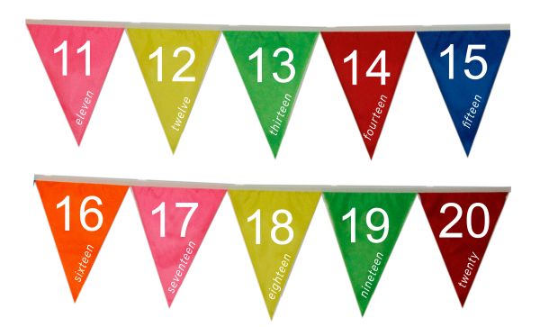 Number And Name Bunting (1-20) Another choice for numbered bunting included the name too so children can learn what the written name looks like next to its digit.